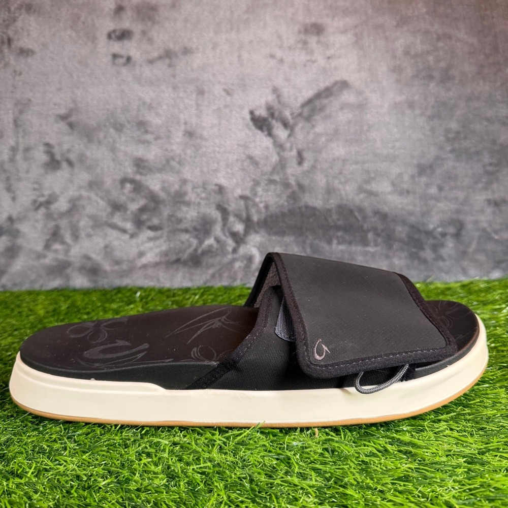 Olukai Nu'a Olu Slide Sandals Womens Size 11 Black Adjustable Platform